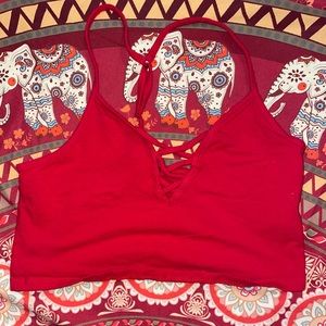 Forever 21 Cropped Tank Top Red Small